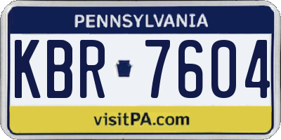 PA license plate KBR7604