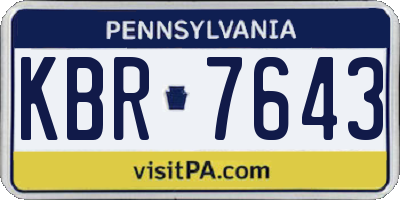 PA license plate KBR7643