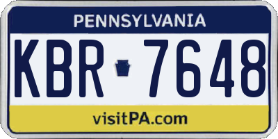 PA license plate KBR7648