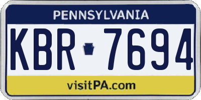 PA license plate KBR7694