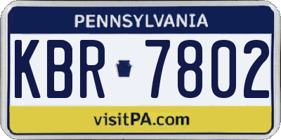 PA license plate KBR7802
