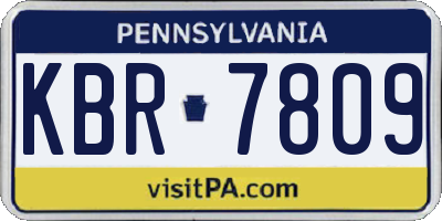 PA license plate KBR7809