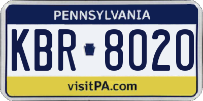 PA license plate KBR8020