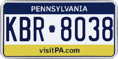 PA license plate KBR8038