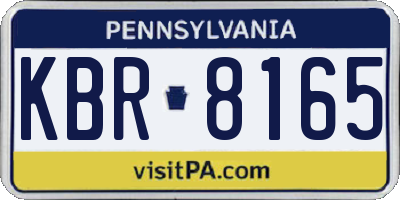 PA license plate KBR8165