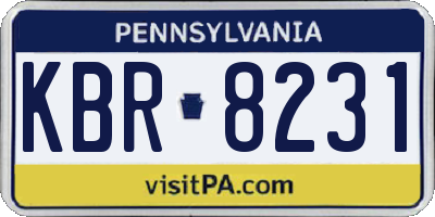 PA license plate KBR8231