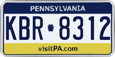 PA license plate KBR8312