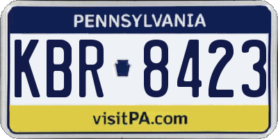 PA license plate KBR8423