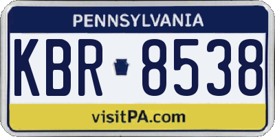 PA license plate KBR8538