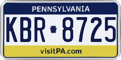 PA license plate KBR8725