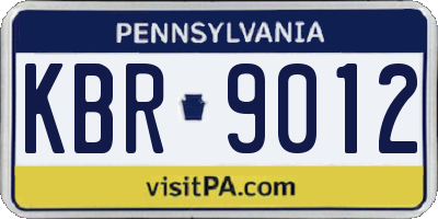 PA license plate KBR9012