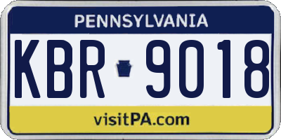 PA license plate KBR9018