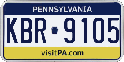 PA license plate KBR9105