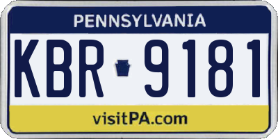 PA license plate KBR9181