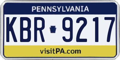 PA license plate KBR9217