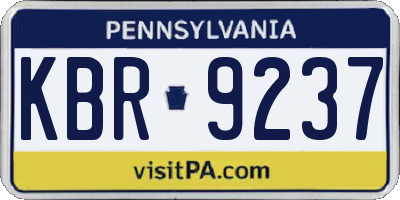 PA license plate KBR9237