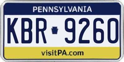 PA license plate KBR9260