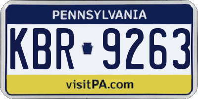PA license plate KBR9263