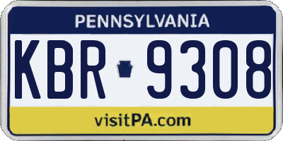 PA license plate KBR9308