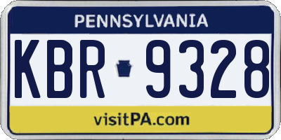 PA license plate KBR9328