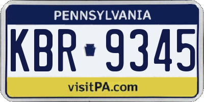 PA license plate KBR9345
