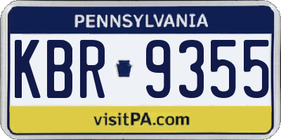 PA license plate KBR9355