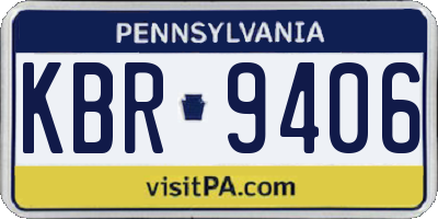 PA license plate KBR9406
