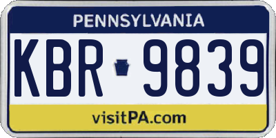 PA license plate KBR9839