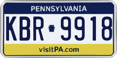 PA license plate KBR9918
