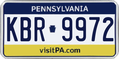 PA license plate KBR9972