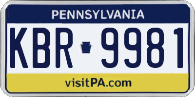 PA license plate KBR9981