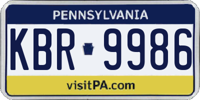 PA license plate KBR9986