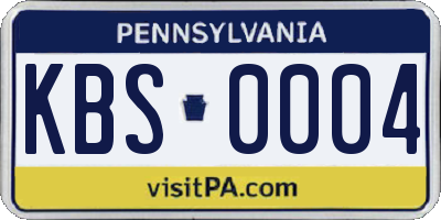 PA license plate KBS0004