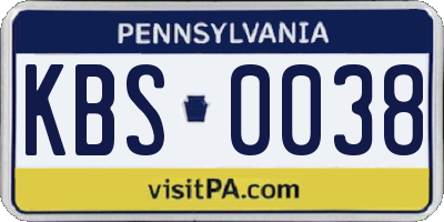 PA license plate KBS0038