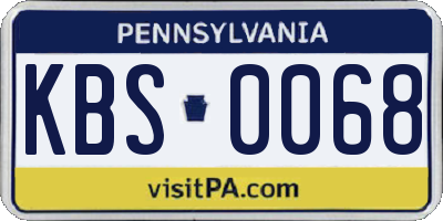 PA license plate KBS0068