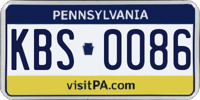 PA license plate KBS0086