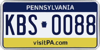 PA license plate KBS0088
