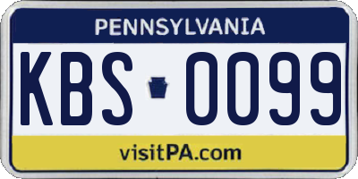 PA license plate KBS0099