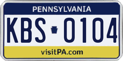PA license plate KBS0104