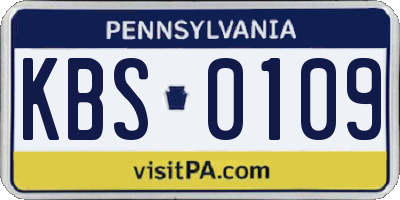 PA license plate KBS0109