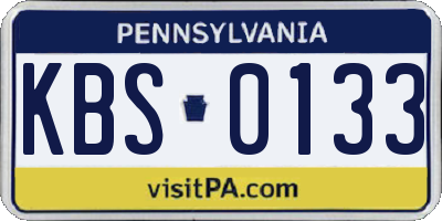 PA license plate KBS0133