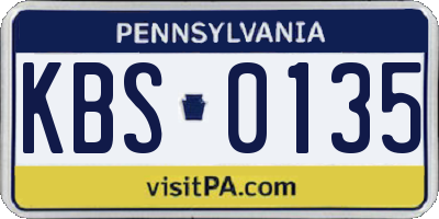PA license plate KBS0135