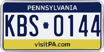 PA license plate KBS0144