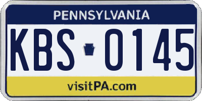 PA license plate KBS0145