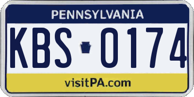 PA license plate KBS0174