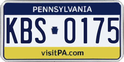 PA license plate KBS0175