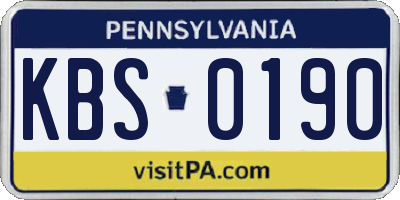 PA license plate KBS0190
