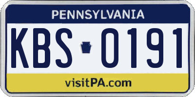 PA license plate KBS0191