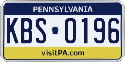 PA license plate KBS0196