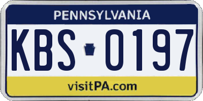 PA license plate KBS0197